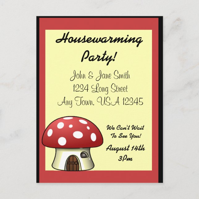 Mushroom House Warming Announcement (Front)
