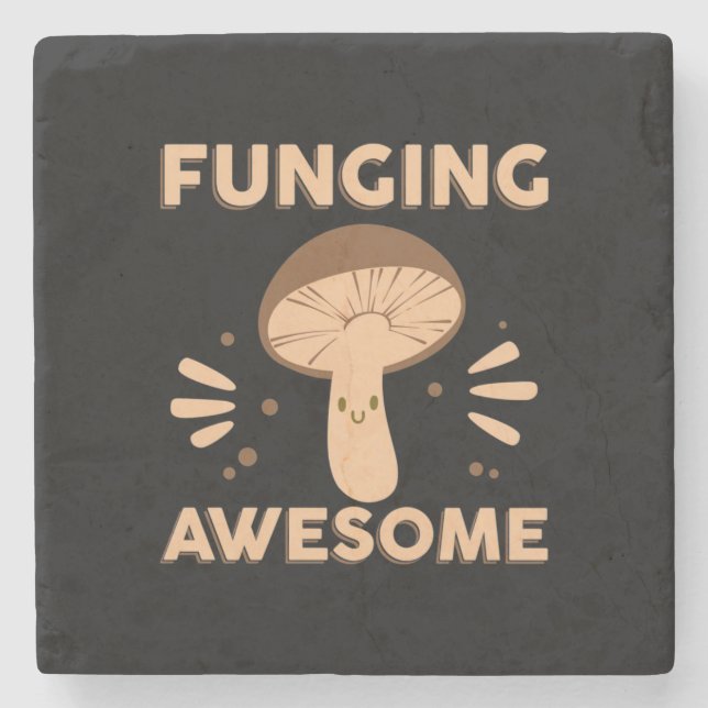 Mushroom Hunter Funginf Awesome Stone Coaster (Front)