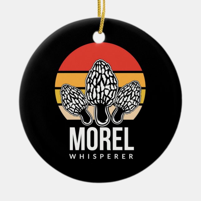 Mushroom Hunter Morel Whisperer Ceramic Tree Decoration (Front)