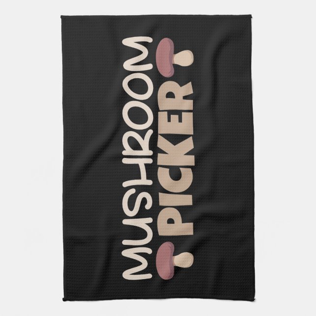 Mushroom Hunter Mushroom Picker Tea Towel (Vertical)