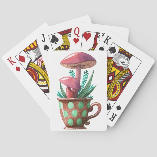 Mushroom Hunter Mushrooms In A Cup Playing Cards (Back)