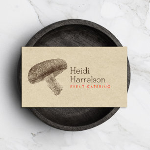 Mushroom Illustration Brown/Tan - Catering, Chef Business Card