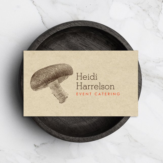 Mushroom Illustration Brown/Tan - Catering, Chef Business Card (Creator Uploaded)