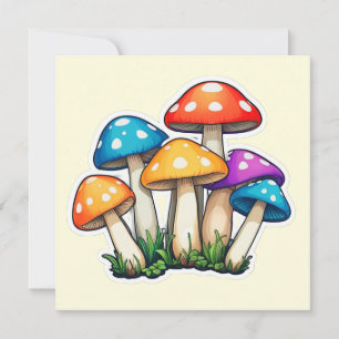 Mushroom Illustration Square Postcard