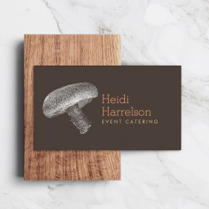 Mushroom Illustration White/Brown - Catering, Chef Business Card