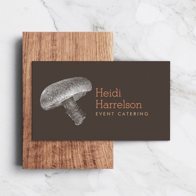 Mushroom Illustration White/Brown - Catering, Chef Business Card (Creator Uploaded)