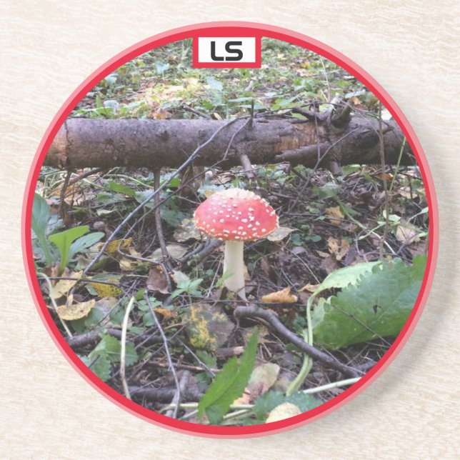 Mushroom in the woods LS Sandstone Coaster (Front)