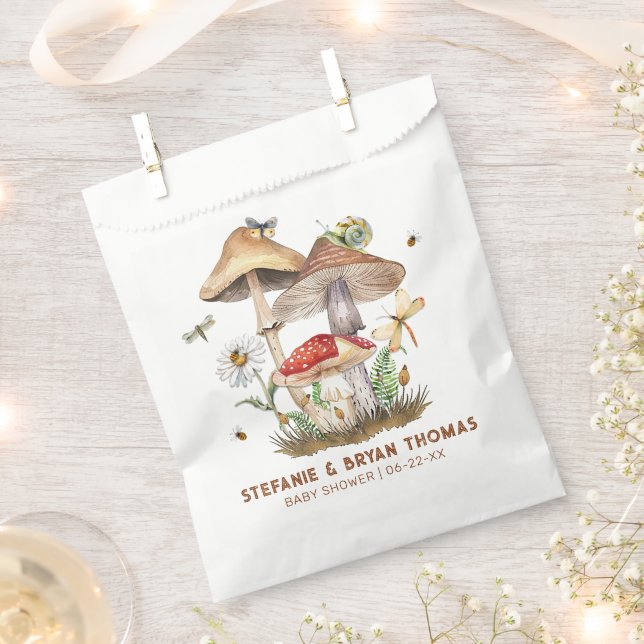 Mushroom & Insects Baby Shower Favour Bag | Woodla (Clipped)