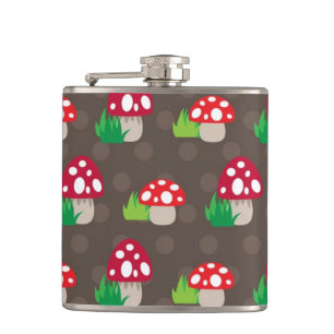 mushroom kids pattern hip flask