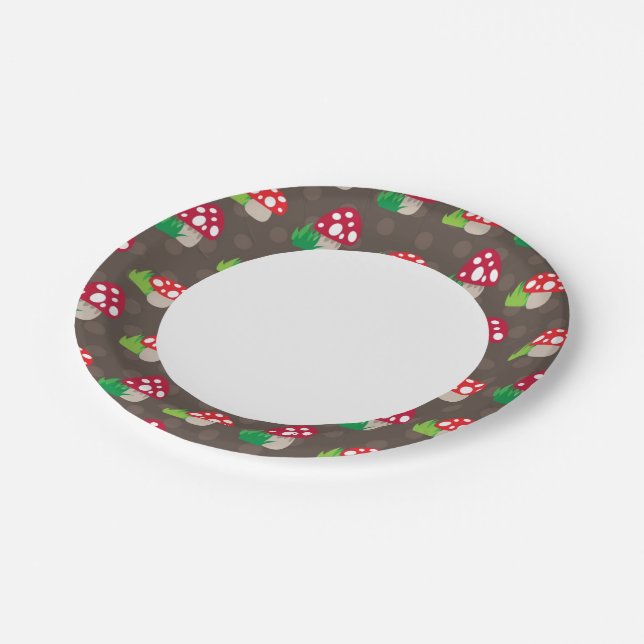 mushroom kids pattern paper plate (Angled)