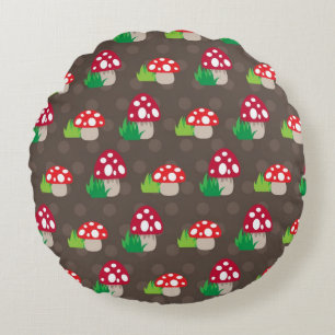 mushroom kids pattern round cushion