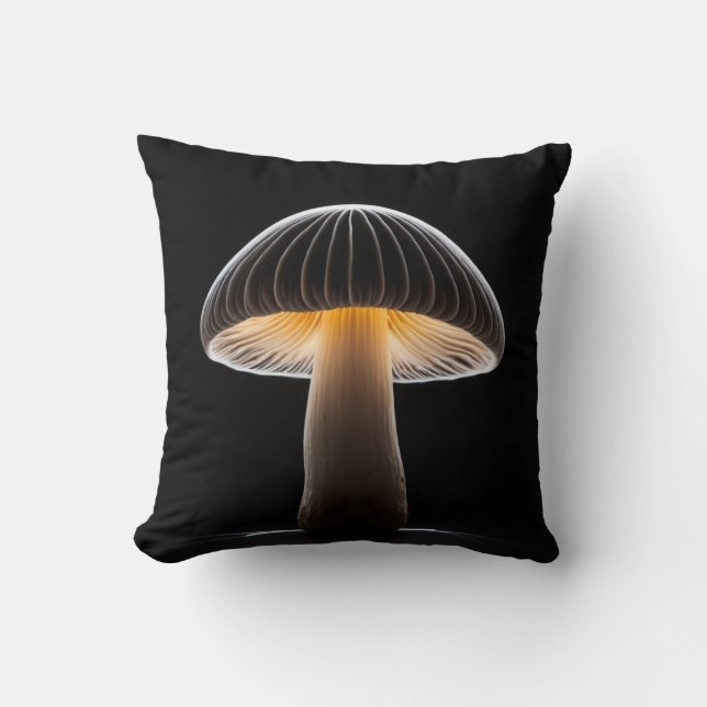 Mushroom Light Painting: Minimalistic Black Cushion (Front)
