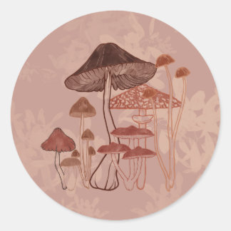 Mushroom Love Classic Round Sticker
