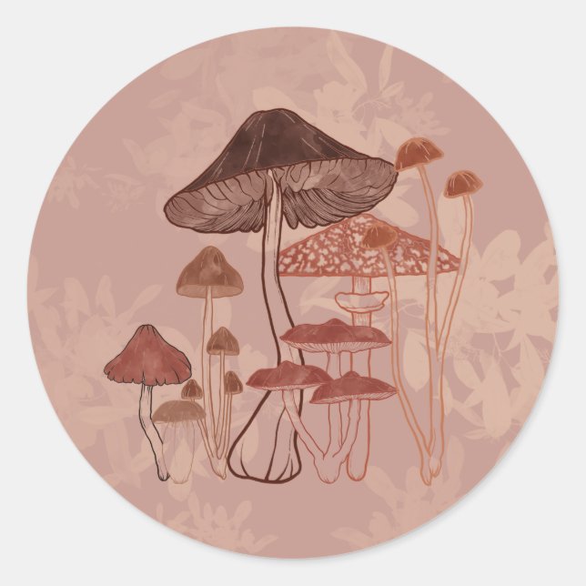 Mushroom Love Classic Round Sticker (Front)