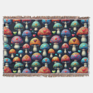Mushroom Love Throw Blanket