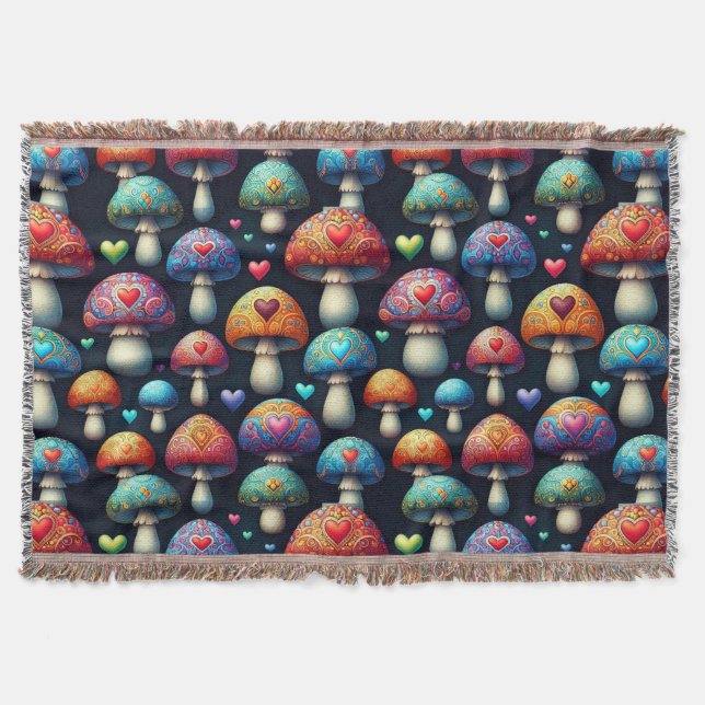 Mushroom Love Throw Blanket (Front)