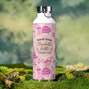 Mushroom Magenta Pink Cooler Water Bottle