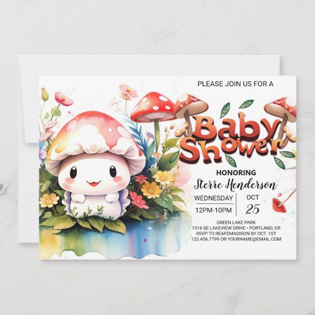 Mushroom Meadow Wonder Baby Shower Invitation (Front)