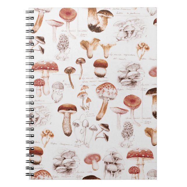 Mushroom Medley: Watercolor Seamless Pattern Notebook (Front)