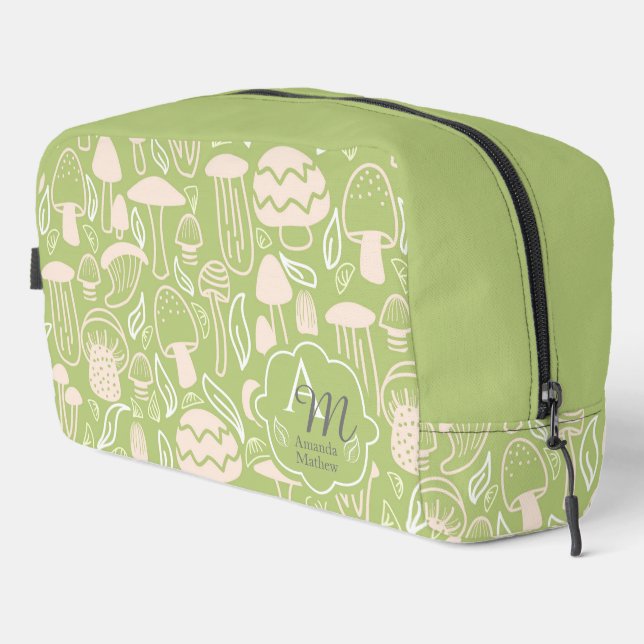 Mushroom Monogram Green Dopp Kit (Right Corner)