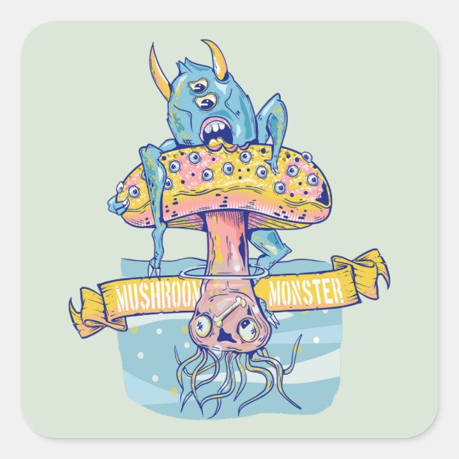 MUSHROOM MONSTER SQUARE STICKER (Front)