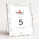 Mushroom Moth Wedding Table Number<br><div class="desc">Rustic and enchanted wedding table number featuring watercolor illustration of mushrooms and moths. Perfect for a fall wedding.</div>