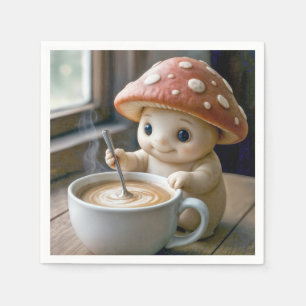 Mushroom Munchkin Stirring Morning Coffee Napkin