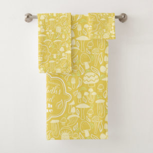 Mushroom Mustard Cream Bath Towel Set