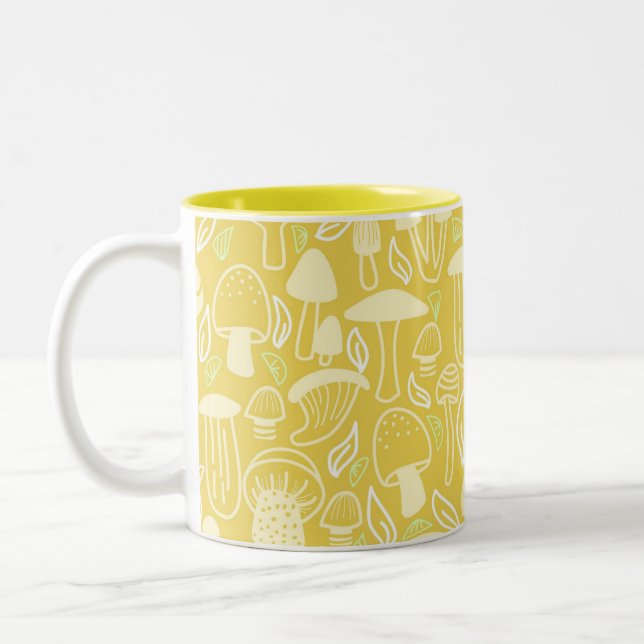 Mushroom Mustard Cream Two-Tone Coffee Mug (Left)
