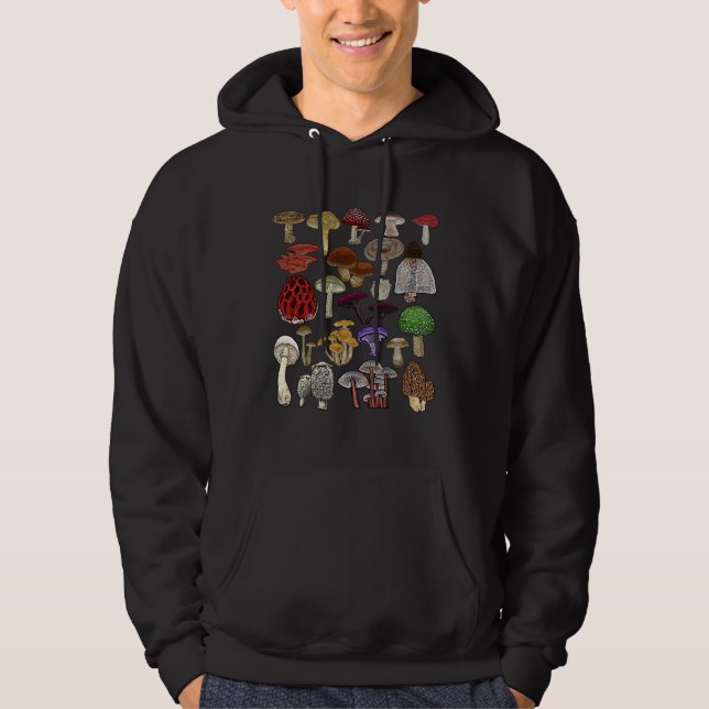 Mushroom Mycology Types Foraging Botanist Mycologi Hoodie (Front)