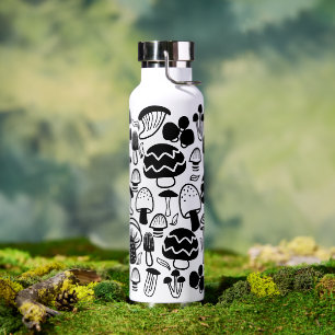 Mushroom Nature Black Water Bottle