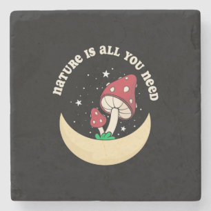 Mushroom Nature Is All You Need Stone Coaster
