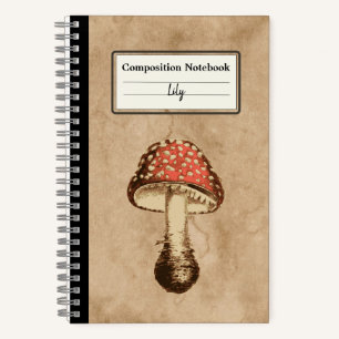 Mushroom on an Old Paper Personalised Composition Notebook