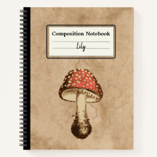 Mushroom on an Old Paper Personalised Composition Notebook