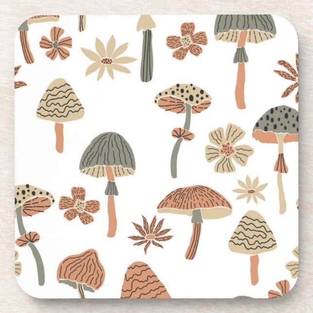 Mushroom pattern coaster (Front)