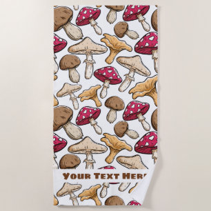 Mushroom Pattern custom text beach towel