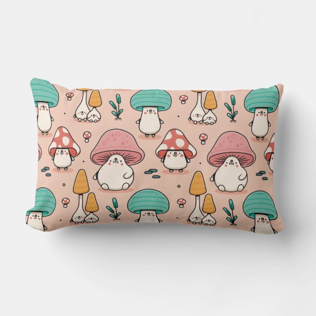 Mushroom Pattern Lumbar Pillow (Front)