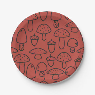 Mushroom pattern paper plate