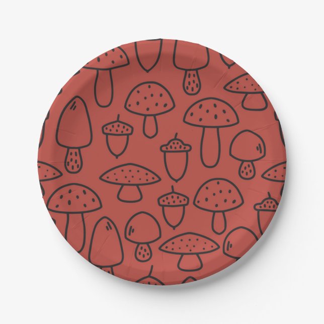 Mushroom pattern paper plate (Front)