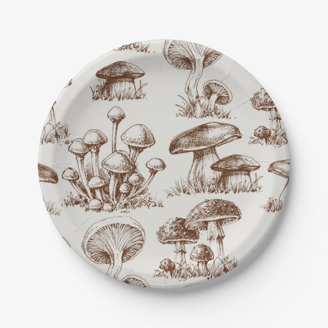 Mushroom pattern paper plate (Front)