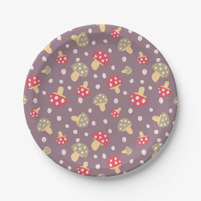 Mushroom pattern paper plate (Front)