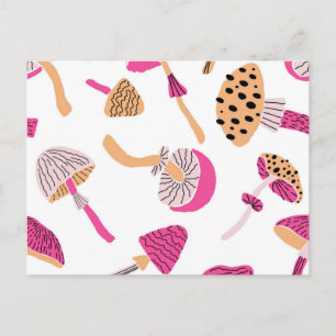 Mushroom pattern postcard