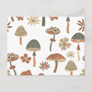 Mushroom pattern postcard