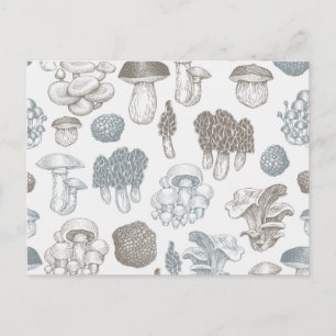 Mushroom pattern postcard