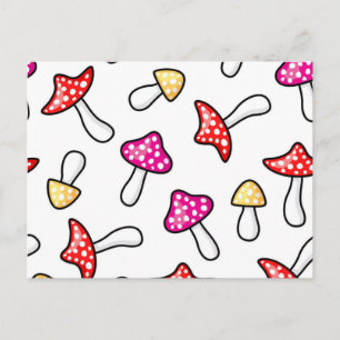 Mushroom pattern postcard
