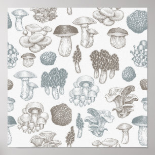 Mushroom pattern poster