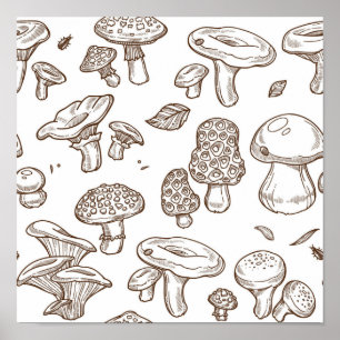 Mushroom pattern poster