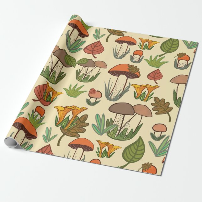 Mushroom pattern.  wrapping paper (Unrolled)