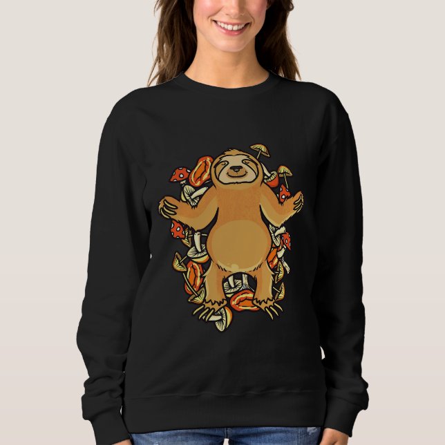 Mushroom Picker Funny Sloth Mycologist Sweatshirt (Front)