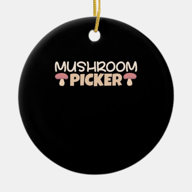 Mushroom Pickers Ceramic Tree Decoration (Front)